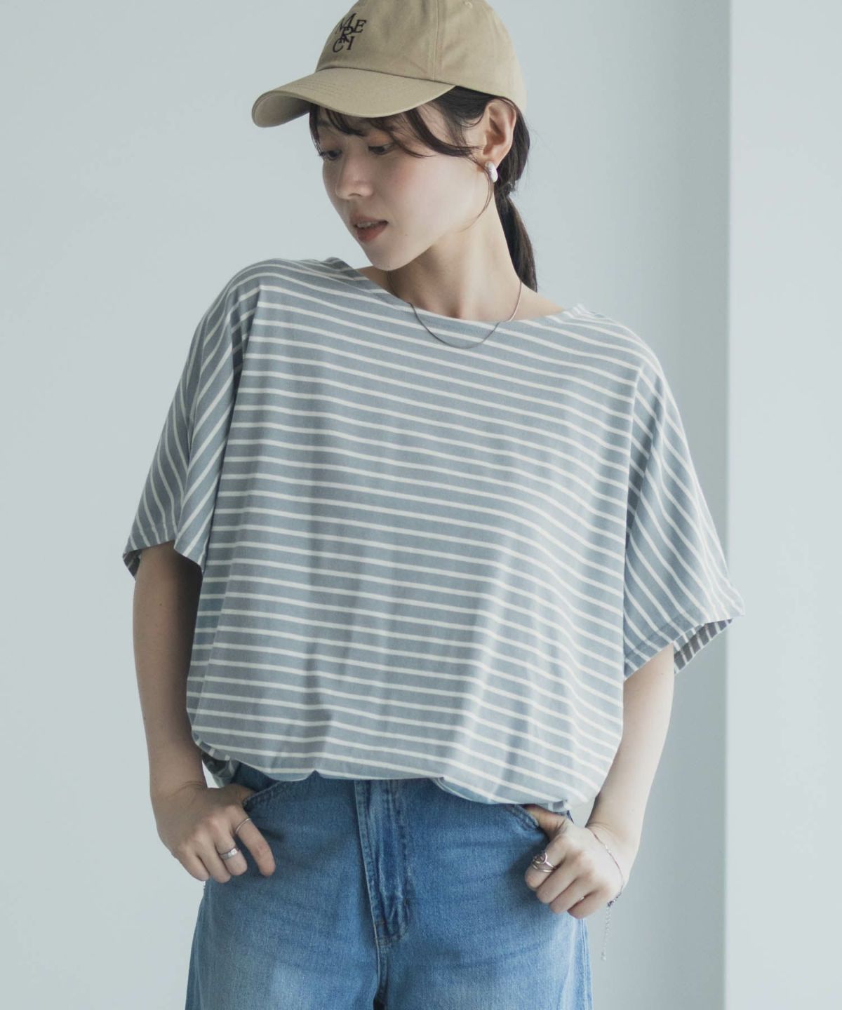 Idnes 裾ドロストボーダーカットソー レディース ネコポス 対応商品