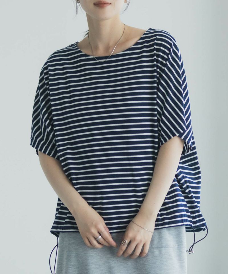 Idnes 裾ドロストボーダーカットソー レディース メール便 対応商品商品画像-3