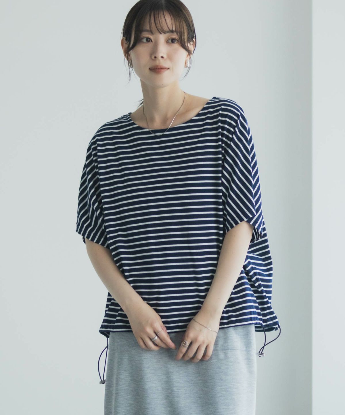 Idnes 裾ドロストボーダーカットソー レディース ネコポス 対応商品