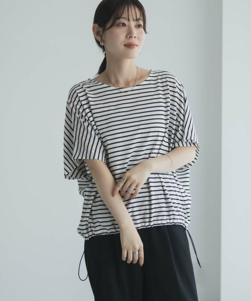 Idnes 裾ドロストボーダーカットソー レディース メール便 対応商品商品画像-5
