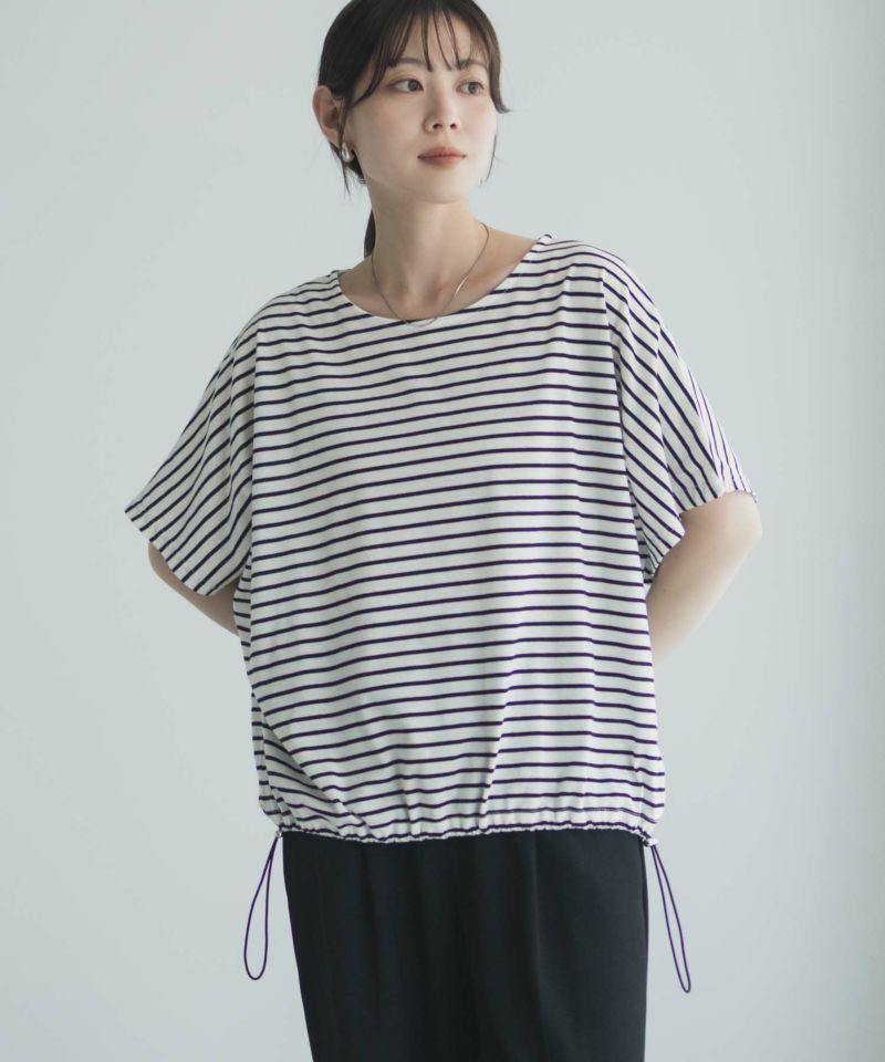 Idnes 裾ドロストボーダーカットソー レディース メール便 対応商品商品画像-6
