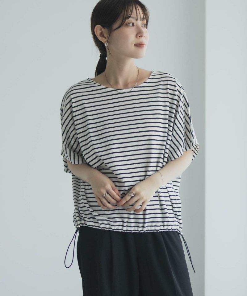 Idnes 裾ドロストボーダーカットソー レディース メール便 対応商品商品画像-7