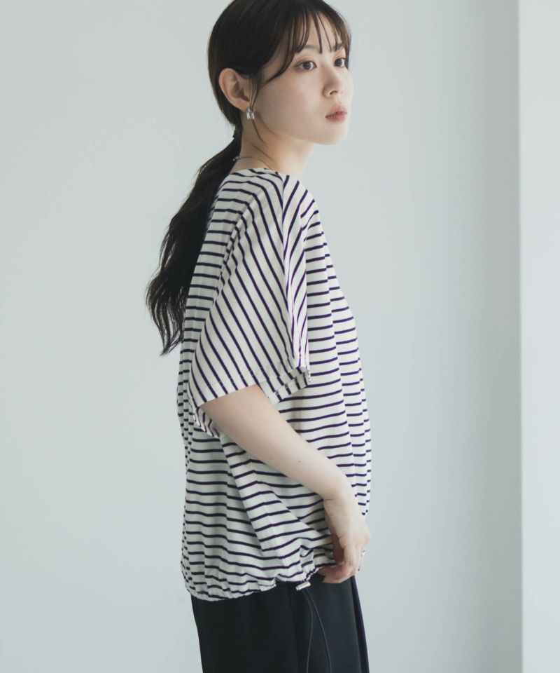 Idnes 裾ドロストボーダーカットソー レディース メール便 対応商品商品画像-8