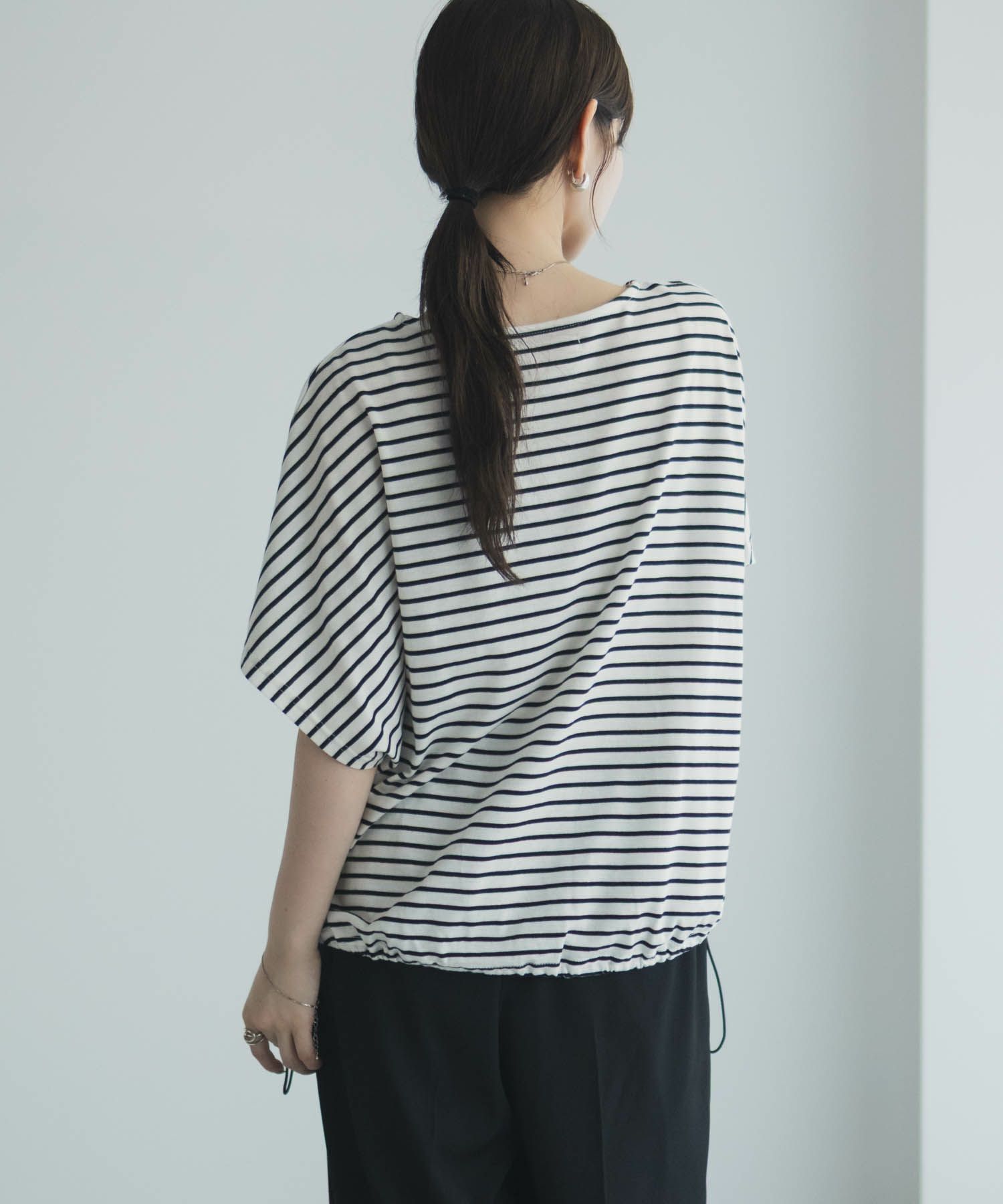 Idnes 裾ドロストボーダーカットソー レディース ネコポス 対応商品