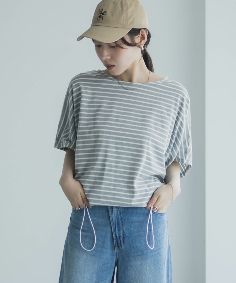 Idnes 裾ドロストボーダーカットソー レディース メール便 対応商品商品画像-11