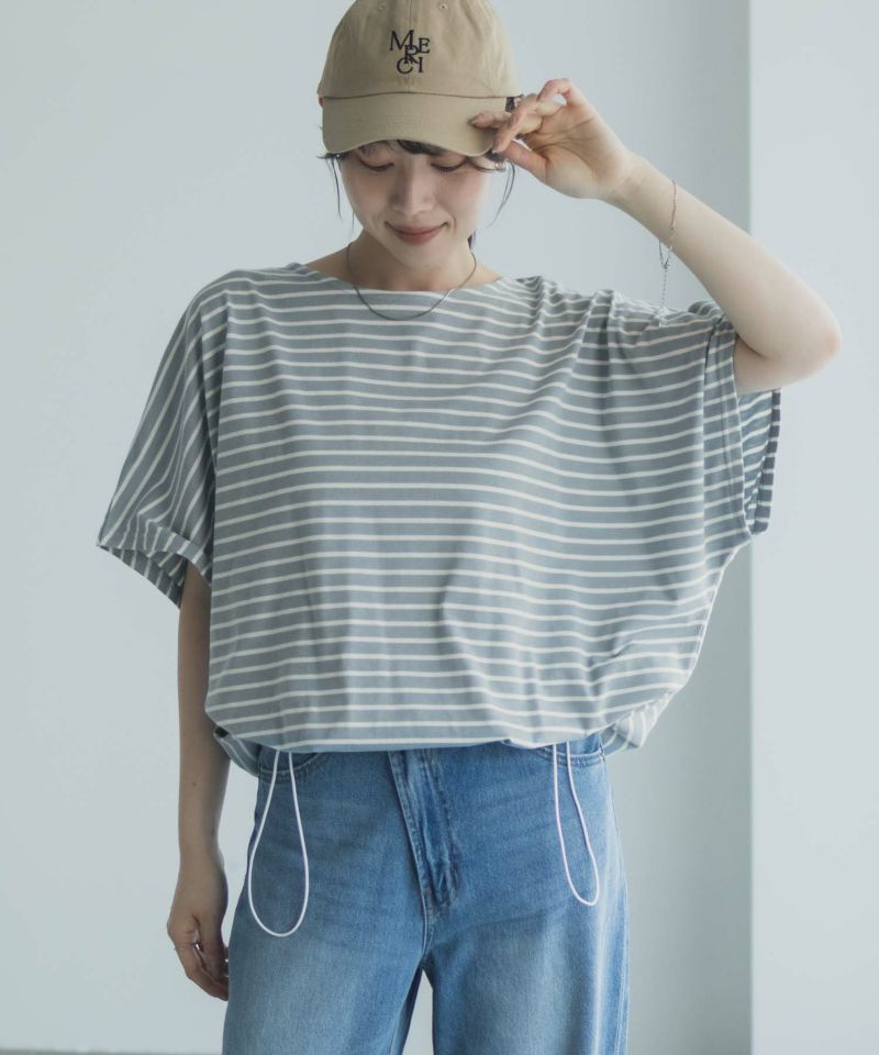 Idnes 裾ドロストボーダーカットソー レディース メール便 対応商品商品画像-12