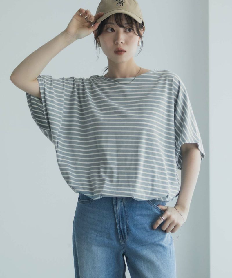 Idnes 裾ドロストボーダーカットソー レディース メール便 対応商品商品画像-14