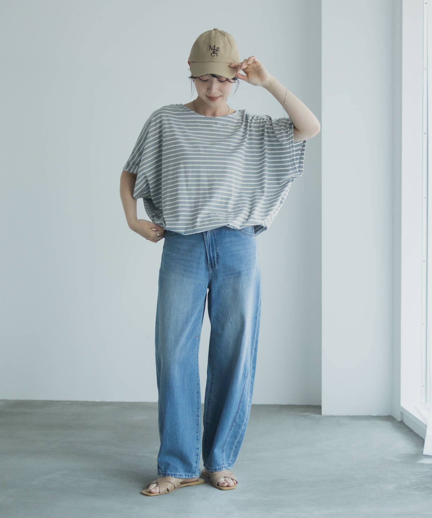 Idnes 裾ドロストボーダーカットソー レディース メール便 対応商品商品サムネイル-15