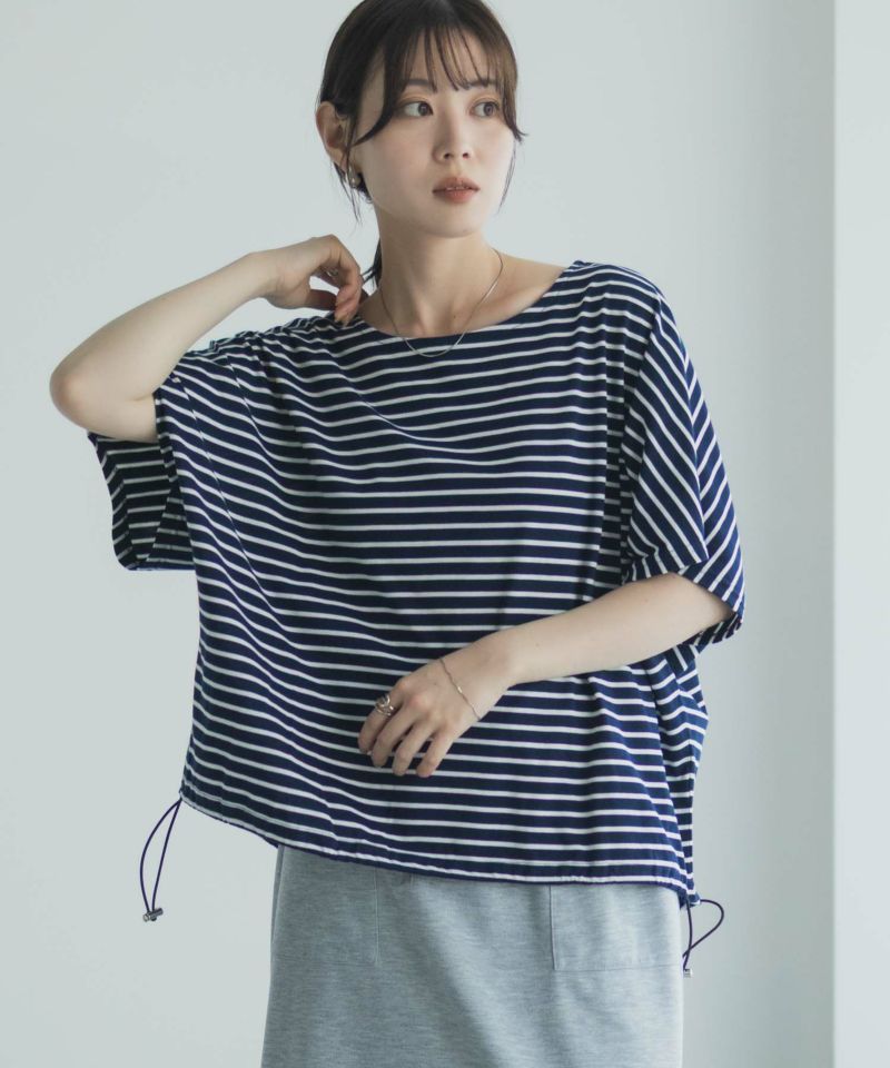 Idnes 裾ドロストボーダーカットソー レディース メール便 対応商品商品画像-16