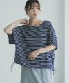 Idnes 裾ドロストボーダーカットソー レディース メール便 対応商品商品サムネイル-16