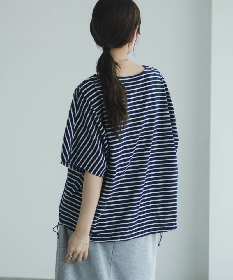 Idnes 裾ドロストボーダーカットソー レディース メール便 対応商品商品画像-17