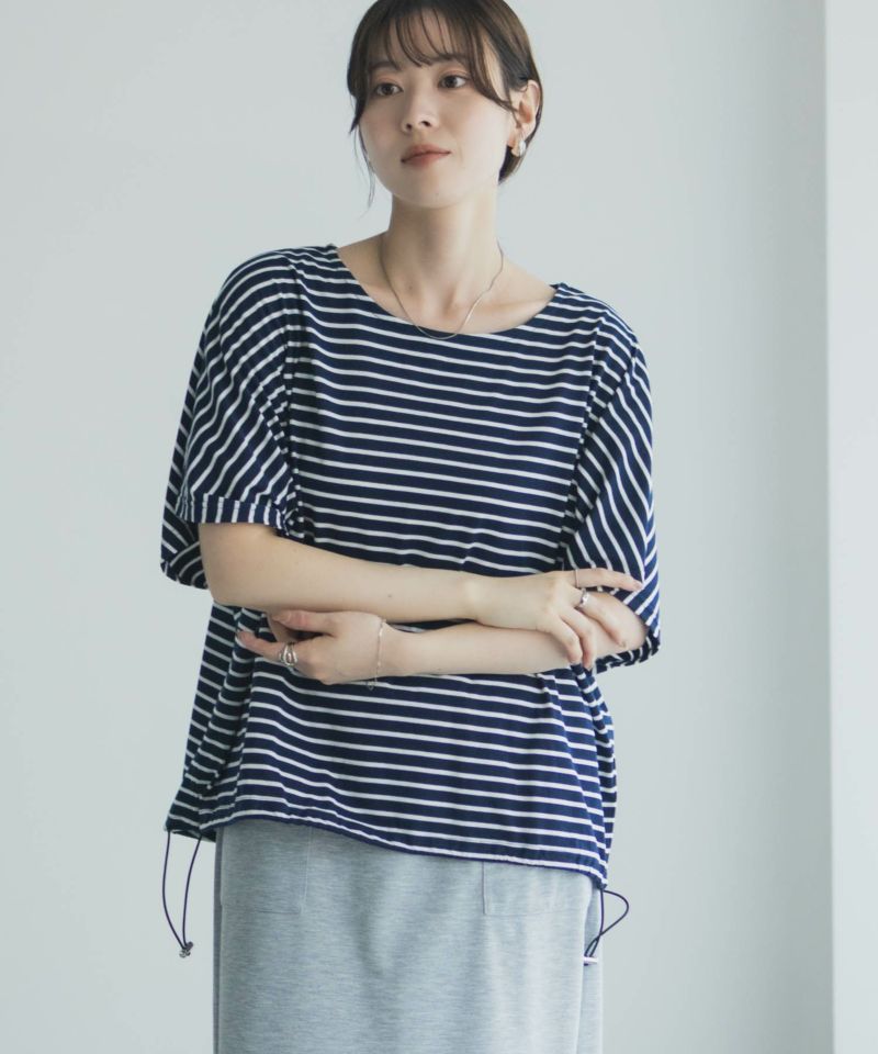 Idnes 裾ドロストボーダーカットソー レディース メール便 対応商品商品画像-19
