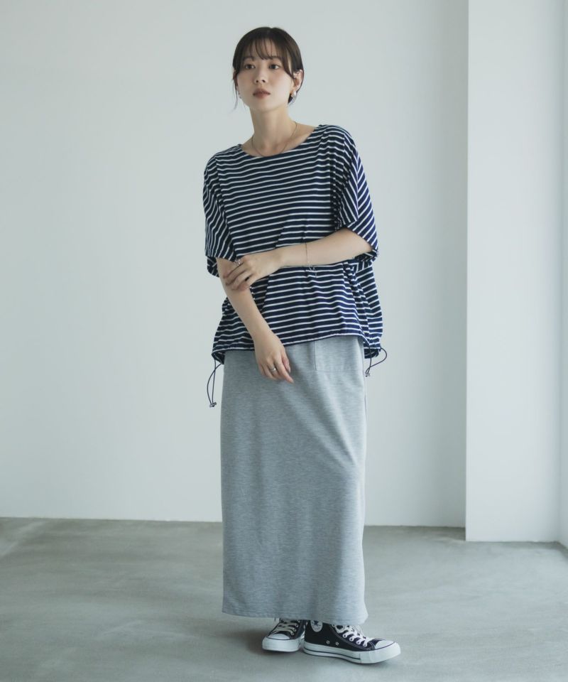 Idnes 裾ドロストボーダーカットソー レディース メール便 対応商品商品画像-20