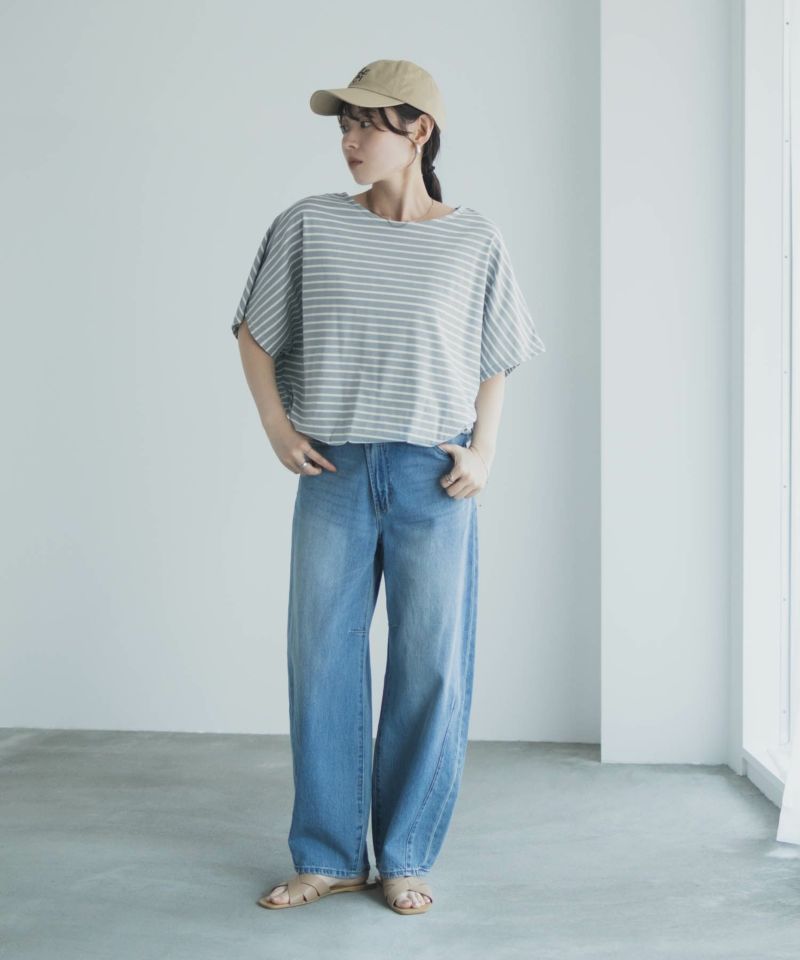 Idnes 裾ドロストボーダーカットソー レディース メール便 対応商品商品画像-32