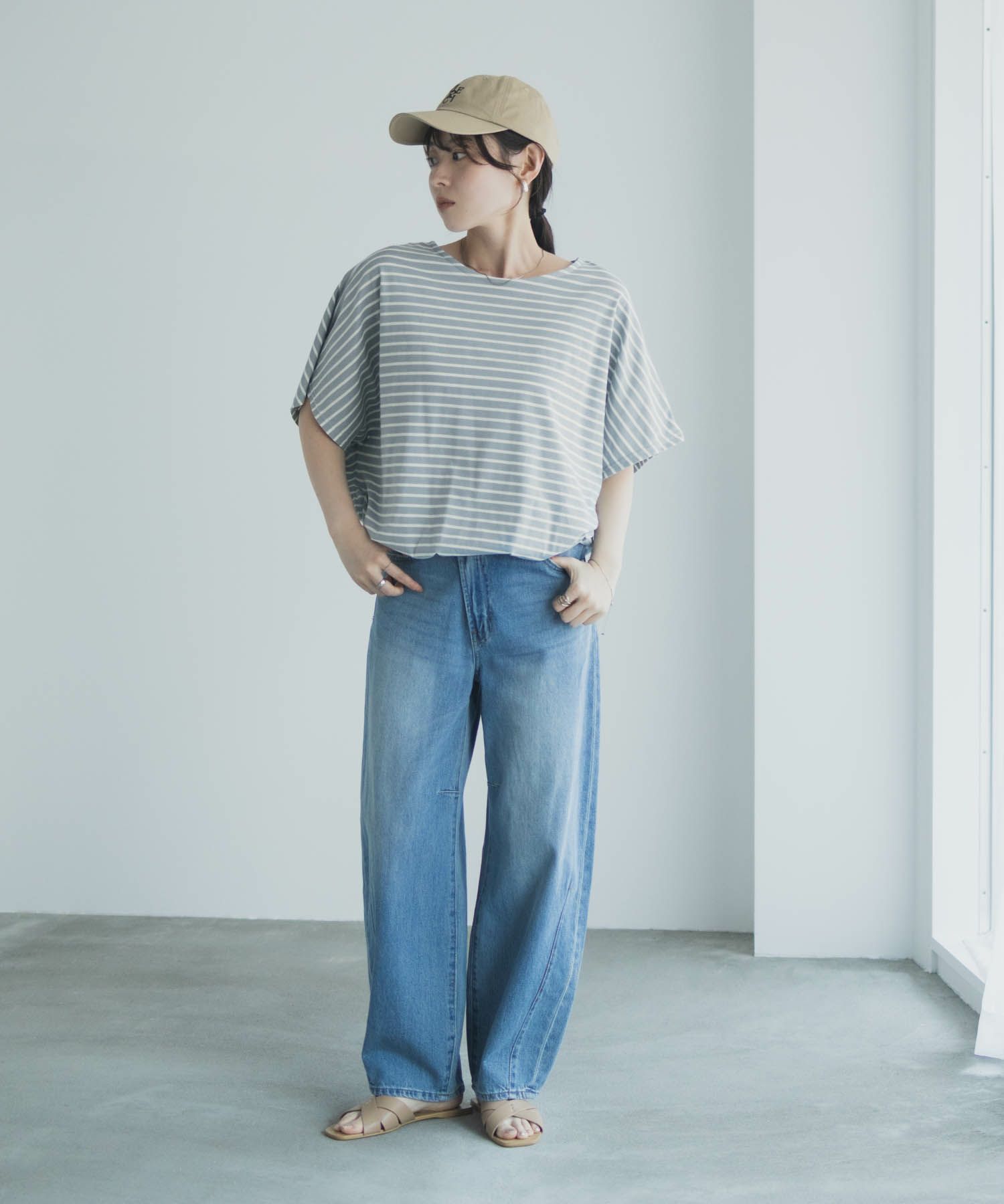 Idnes 裾ドロストボーダーカットソー レディース メール便 対応商品商品サムネイル-32