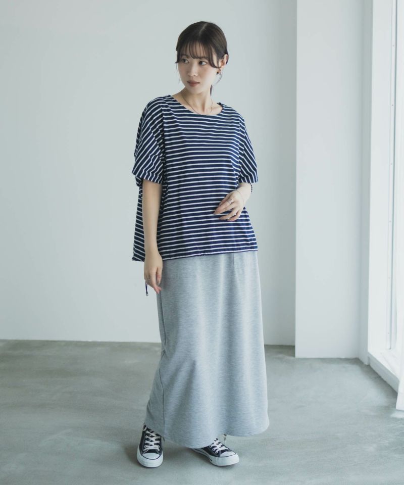 Idnes 裾ドロストボーダーカットソー レディース メール便 対応商品商品画像-33