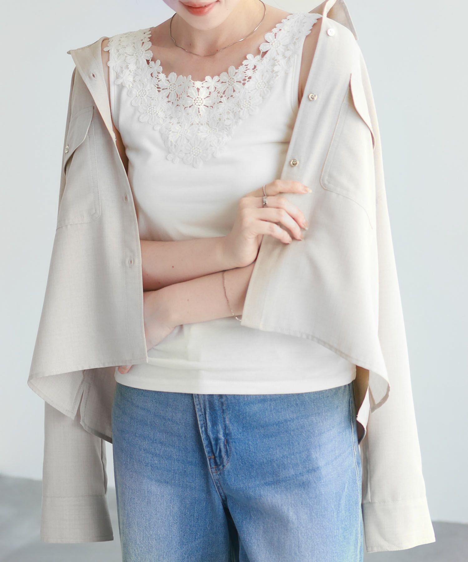 Idnes モチーフレースタンクトップA柄 レディース ネコポス 対応商品