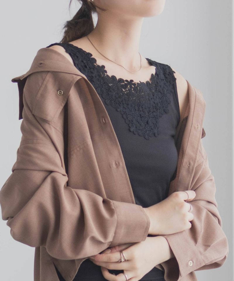 Idnes モチーフレースタンクトップA柄 レディース メール便 対応商品商品画像-3