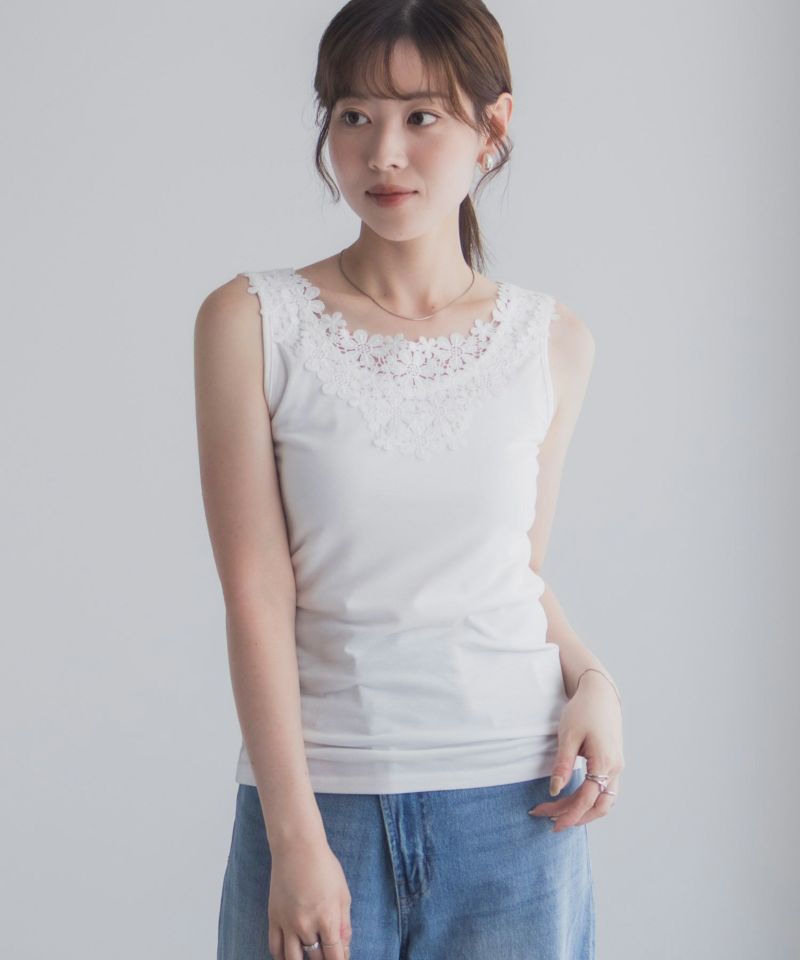 Idnes モチーフレースタンクトップA柄 レディース メール便 対応商品商品画像-4