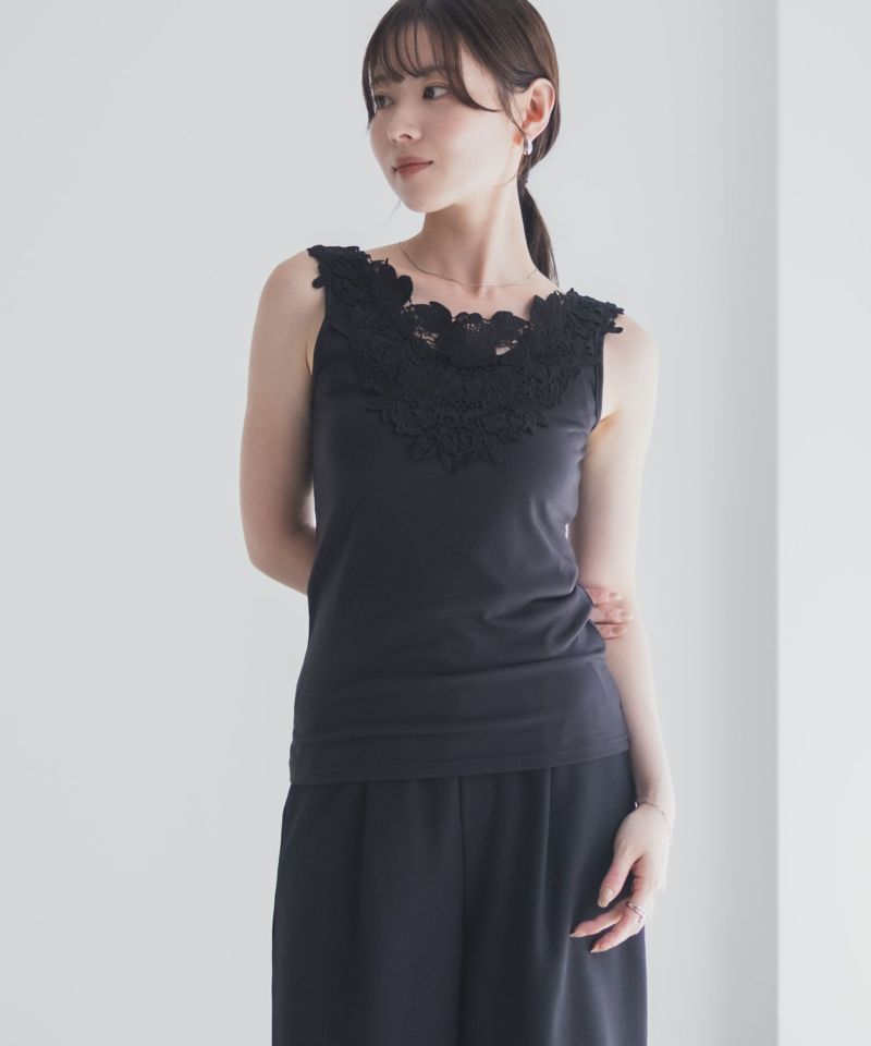 Idnes モチーフレースタンクトップB柄 レディース メール便 対応商品商品画像-5