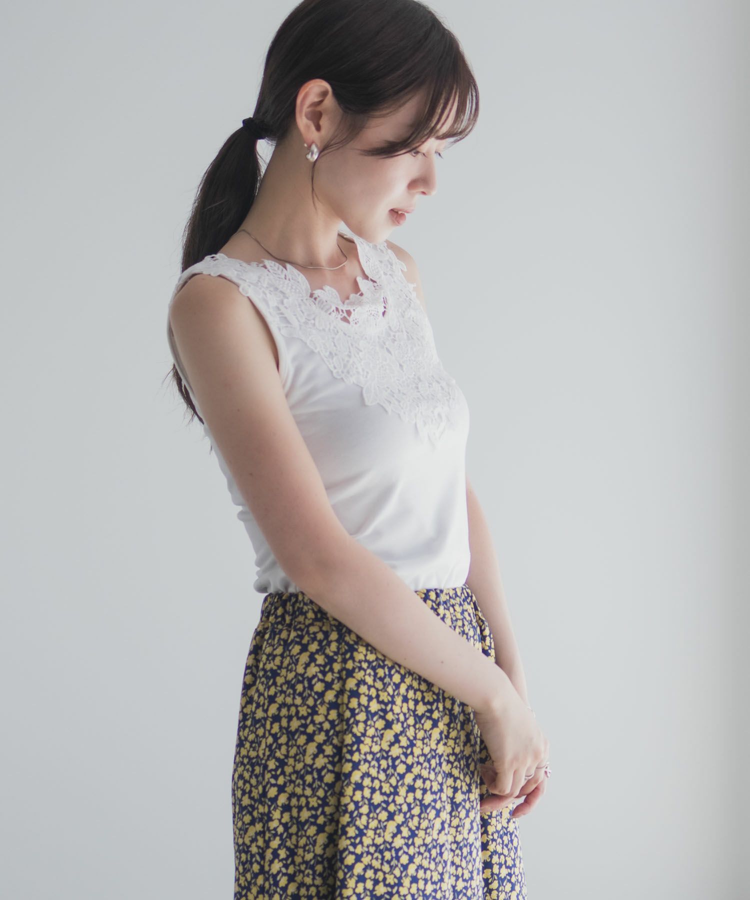 Idnes モチーフレースタンクトップB柄 レディース メール便 対応商品商品サムネイル-13