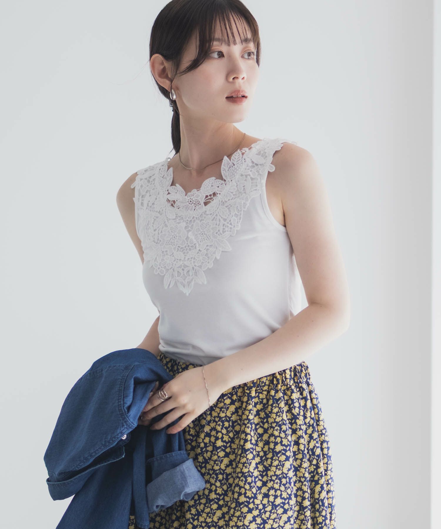 Idnes モチーフレースタンクトップB柄 レディース メール便 対応商品商品サムネイル-14