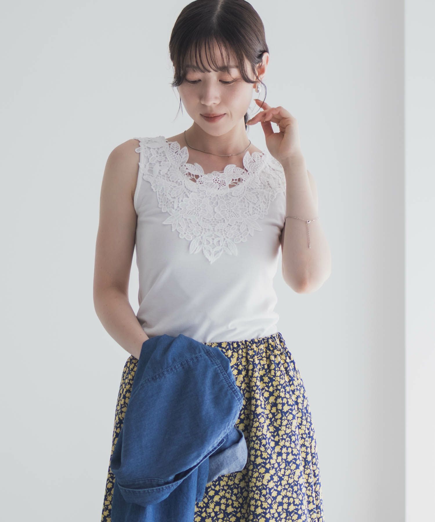 Idnes モチーフレースタンクトップB柄 レディース メール便 対応商品商品サムネイル-15