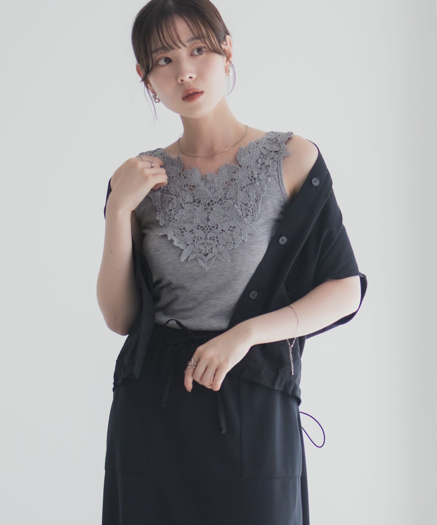 Idnes モチーフレースタンクトップB柄 レディース メール便 対応商品商品サムネイル-22