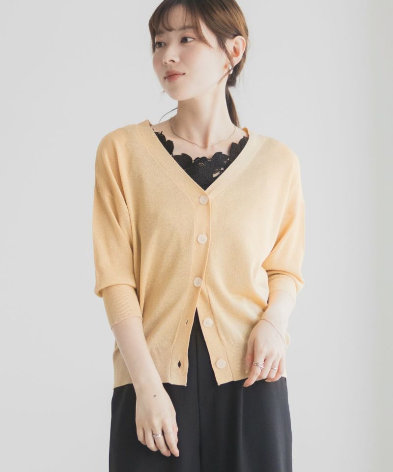 Idnes ラメVネックカーディガン レディース商品画像-1