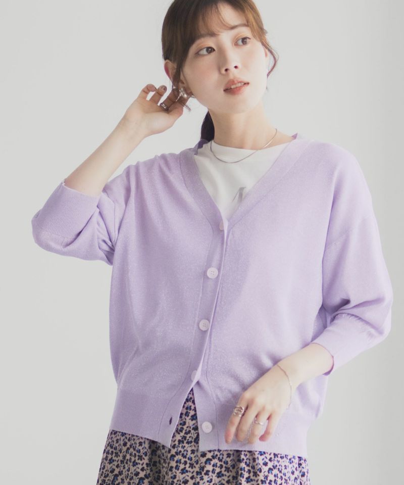 Idnes ラメVネックカーディガン レディース商品画像-3