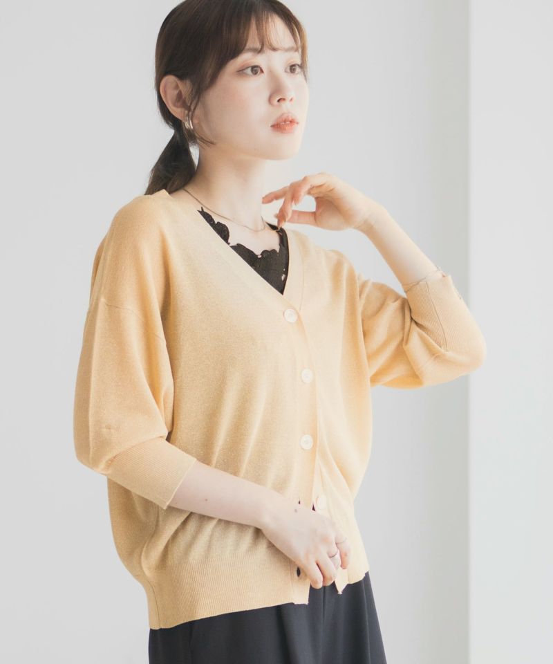 [さらに50%OFF]Idnes ラメVネックカーディガン レディース商品画像-6