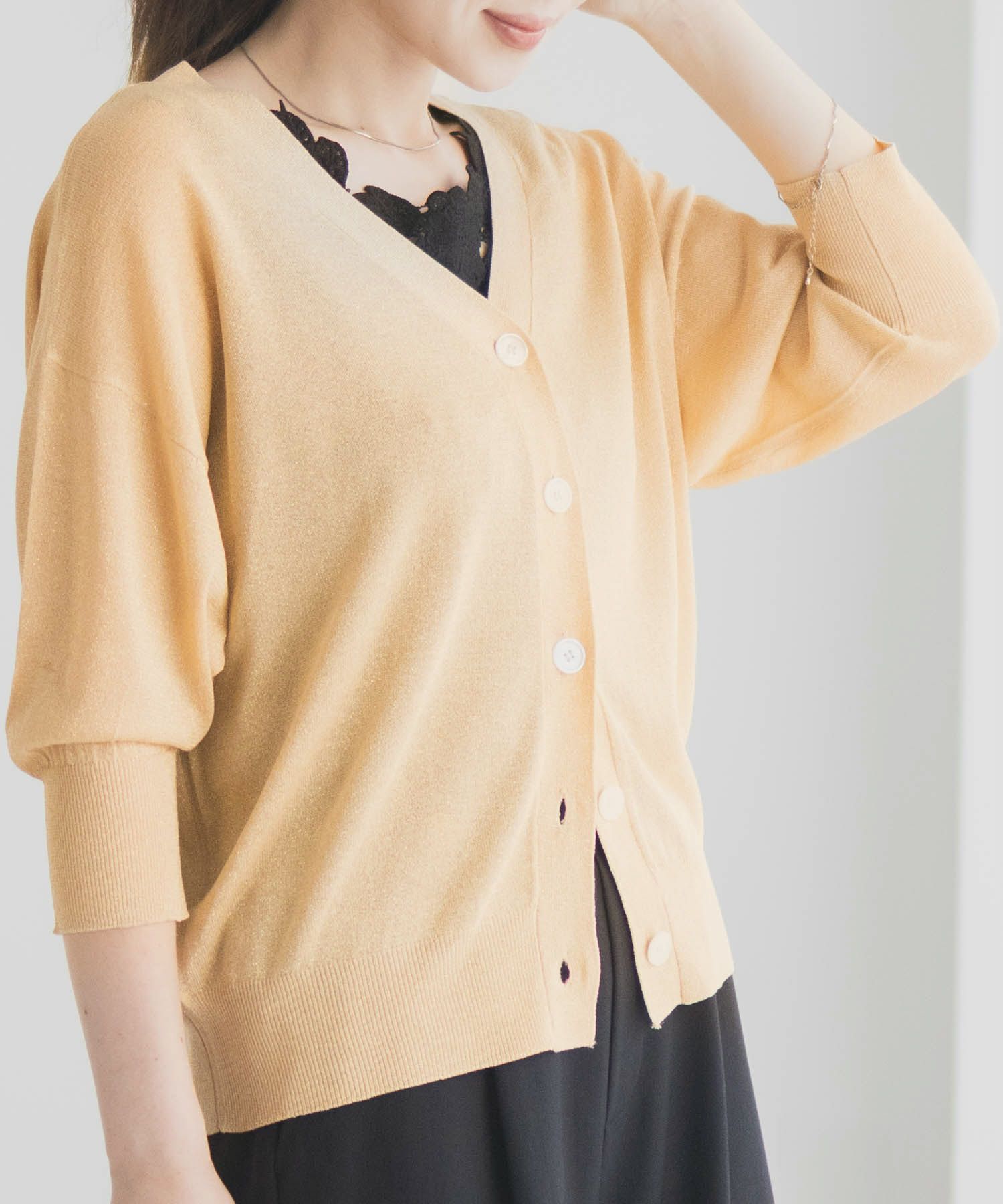 [さらに50%OFF]Idnes ラメVネックカーディガン レディース商品サムネイル-7