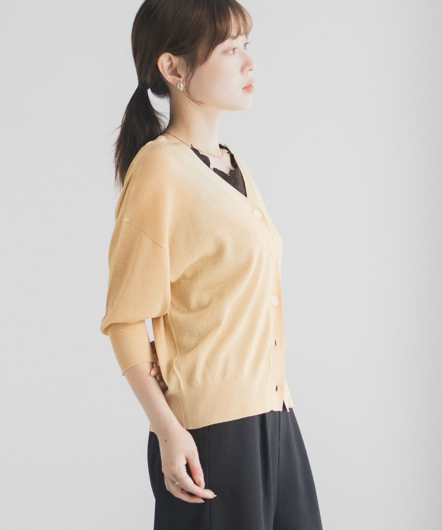 [さらに50%OFF]Idnes ラメVネックカーディガン レディース商品サムネイル-8