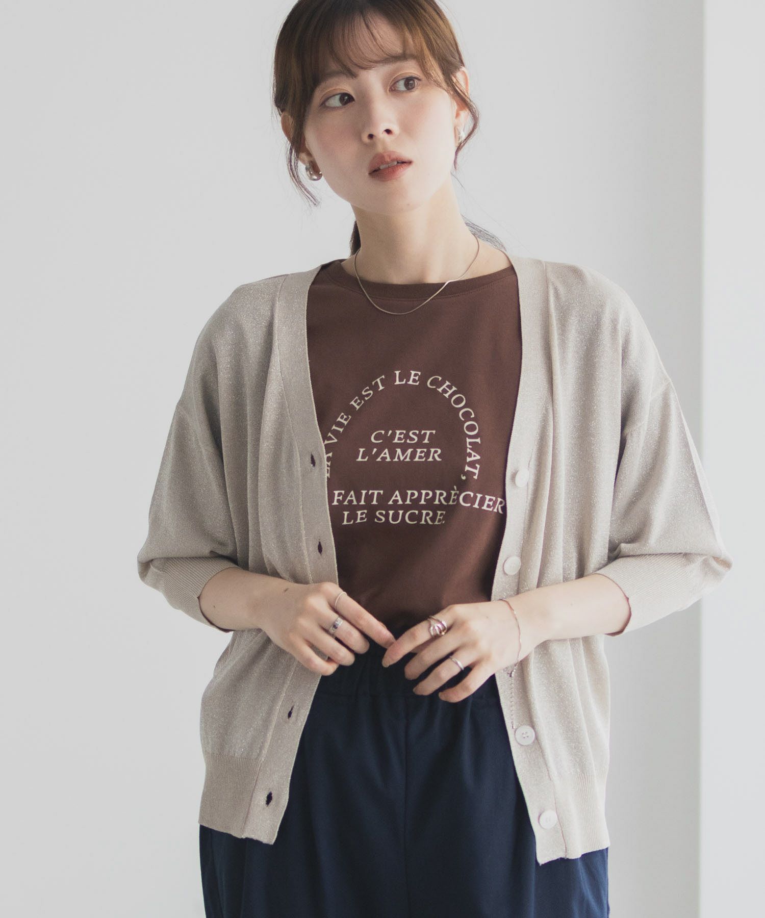 Idnes ラメVネックカーディガン レディース商品画像-11