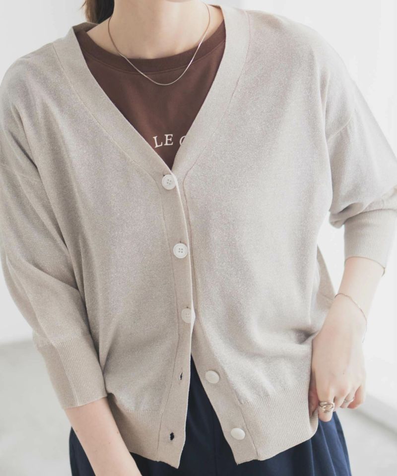 Idnes ラメVネックカーディガン レディース商品画像-12