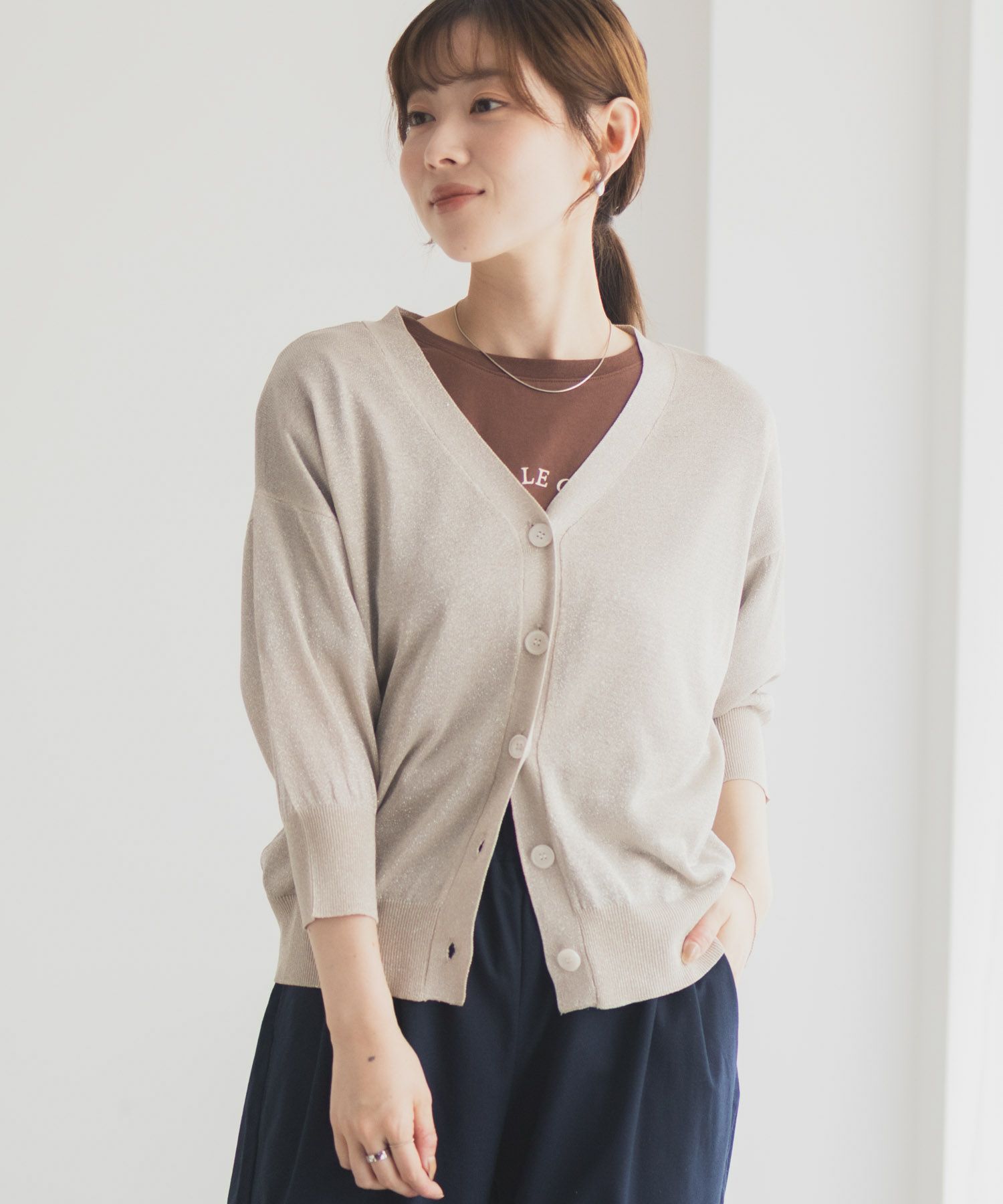 [さらに50%OFF]Idnes ラメVネックカーディガン レディース商品サムネイル-13