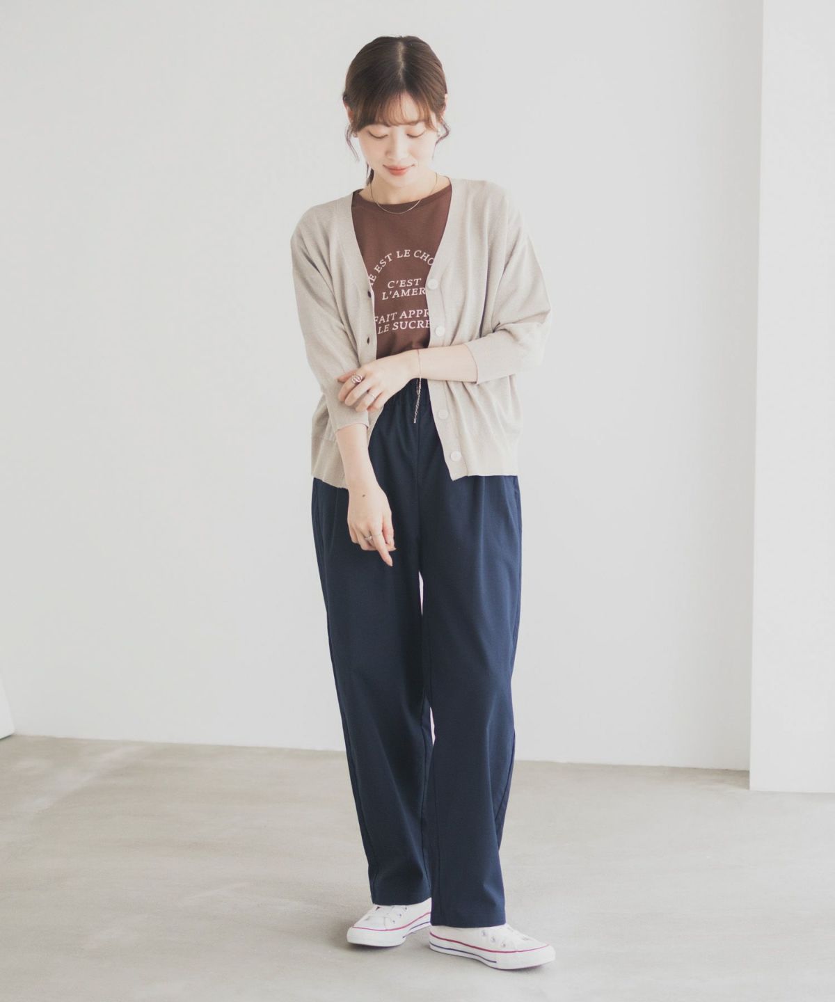 Idnes ラメVネックカーディガン レディース