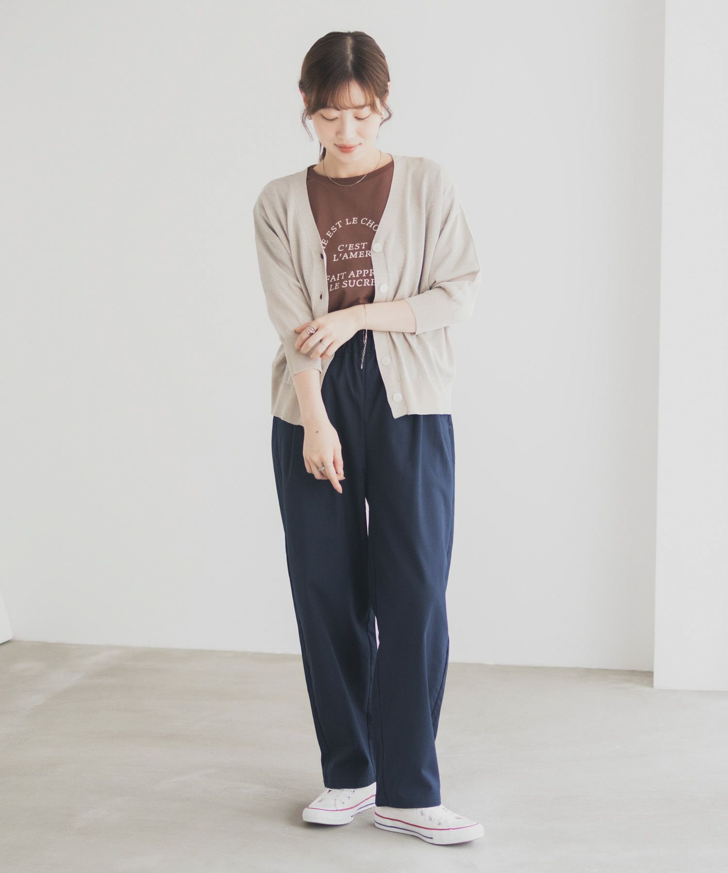 Idnes ラメVネックカーディガン レディース