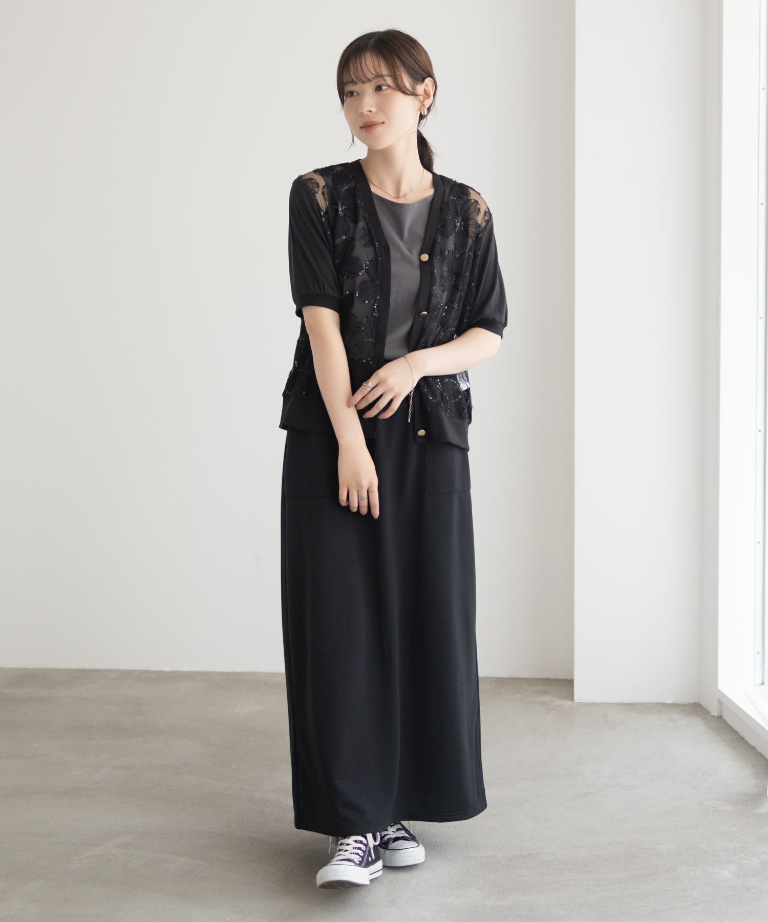 [さらに50%OFF]Idnes フラワーチュールハーフスリーブカーディガン レディース商品画像-19