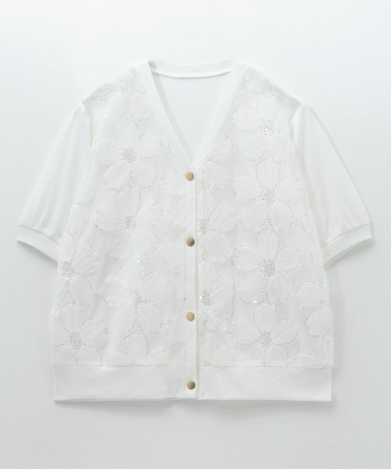 Idnes フラワーチュールハーフスリーブカーディガン レディース商品画像-20