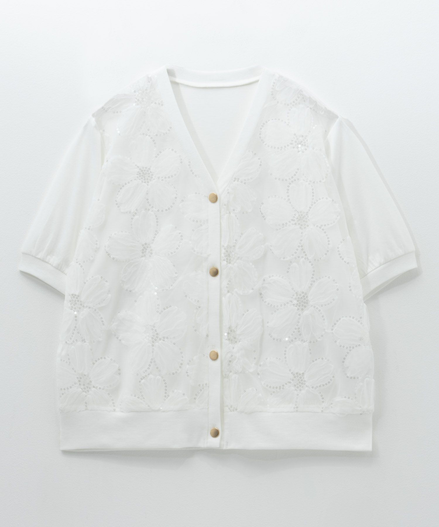 [さらに50%OFF]Idnes フラワーチュールハーフスリーブカーディガン レディース商品画像-20