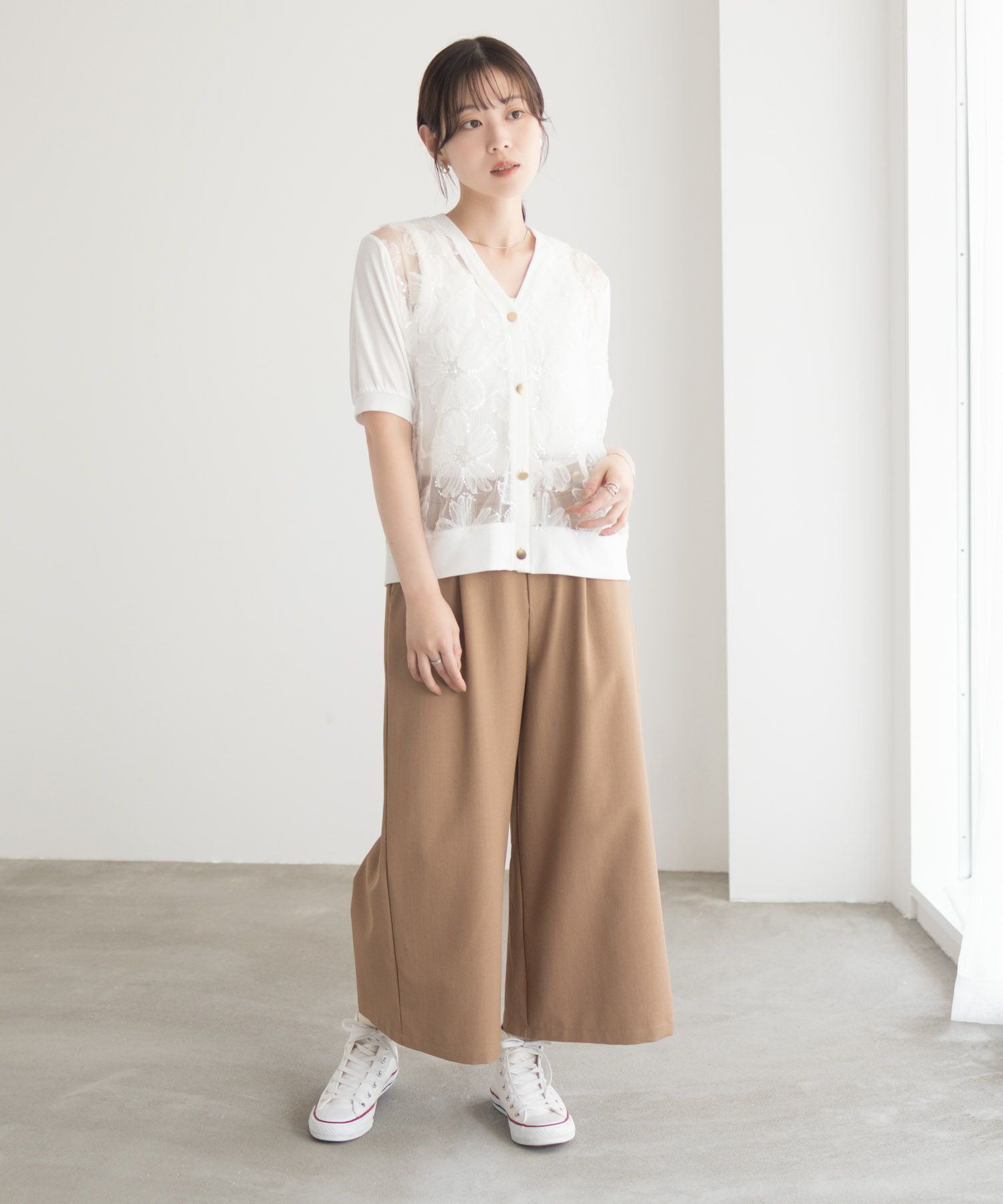 Idnes フラワーチュールハーフスリーブカーディガン レディース商品画像-26