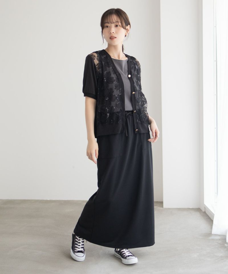 Idnes フラワーチュールハーフスリーブカーディガン レディース商品画像-27