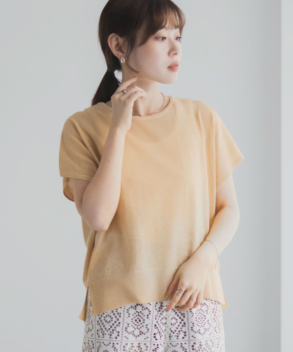 Idnes ラメフレンチプルオーバー レディース