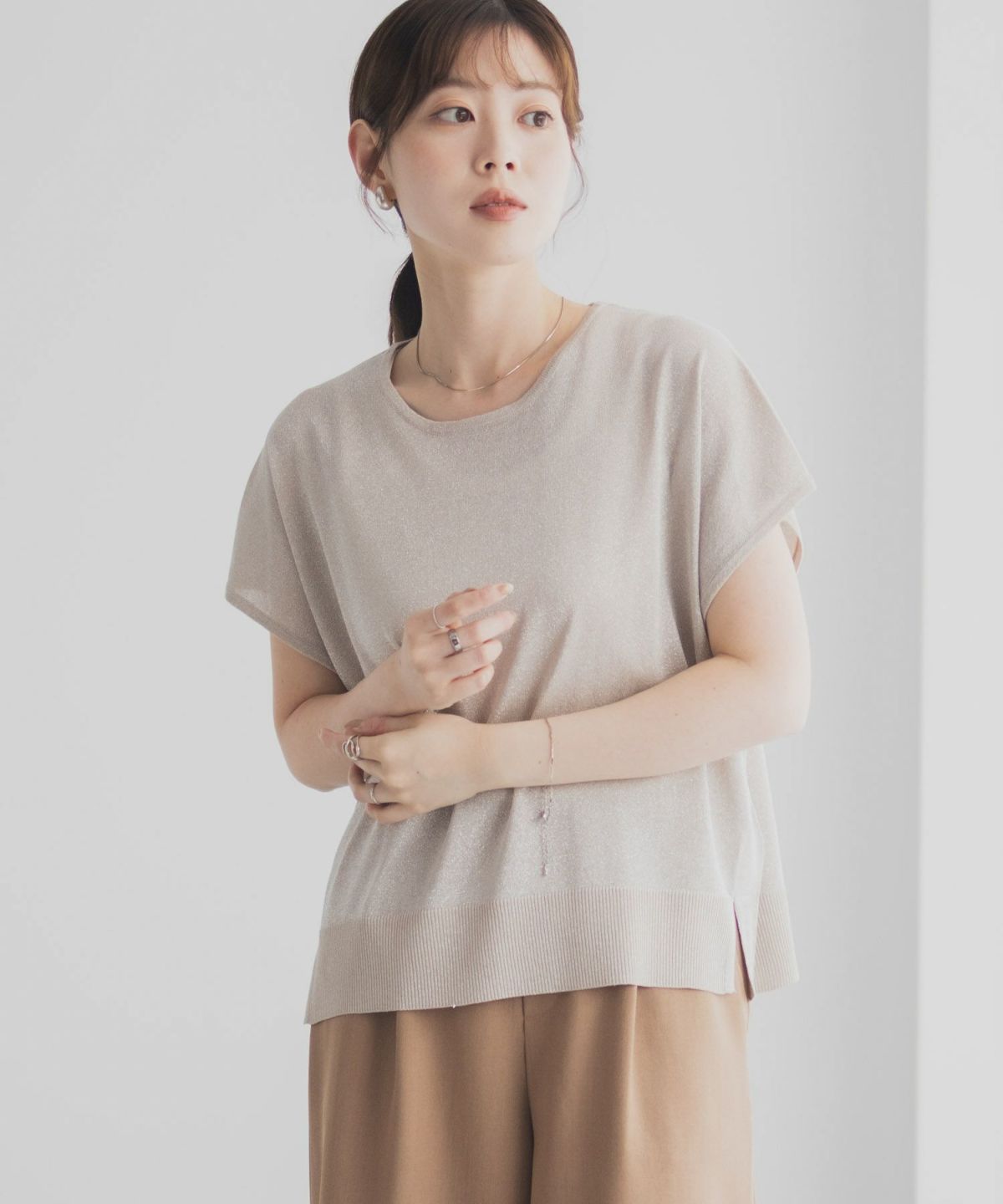 Idnes ラメフレンチプルオーバー レディース