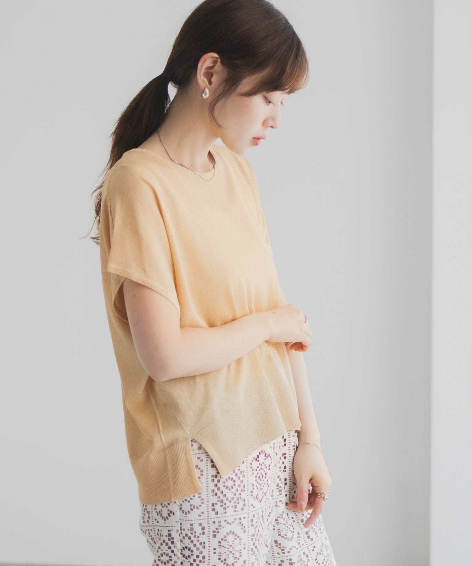 Idnes ラメフレンチプルオーバー レディース