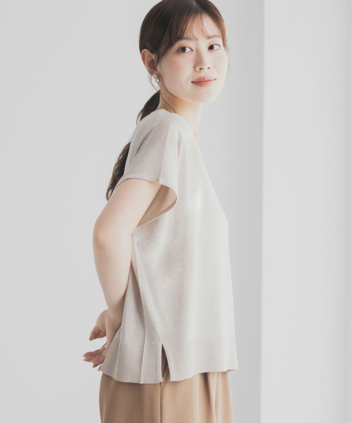 Idnes ラメフレンチプルオーバー レディース