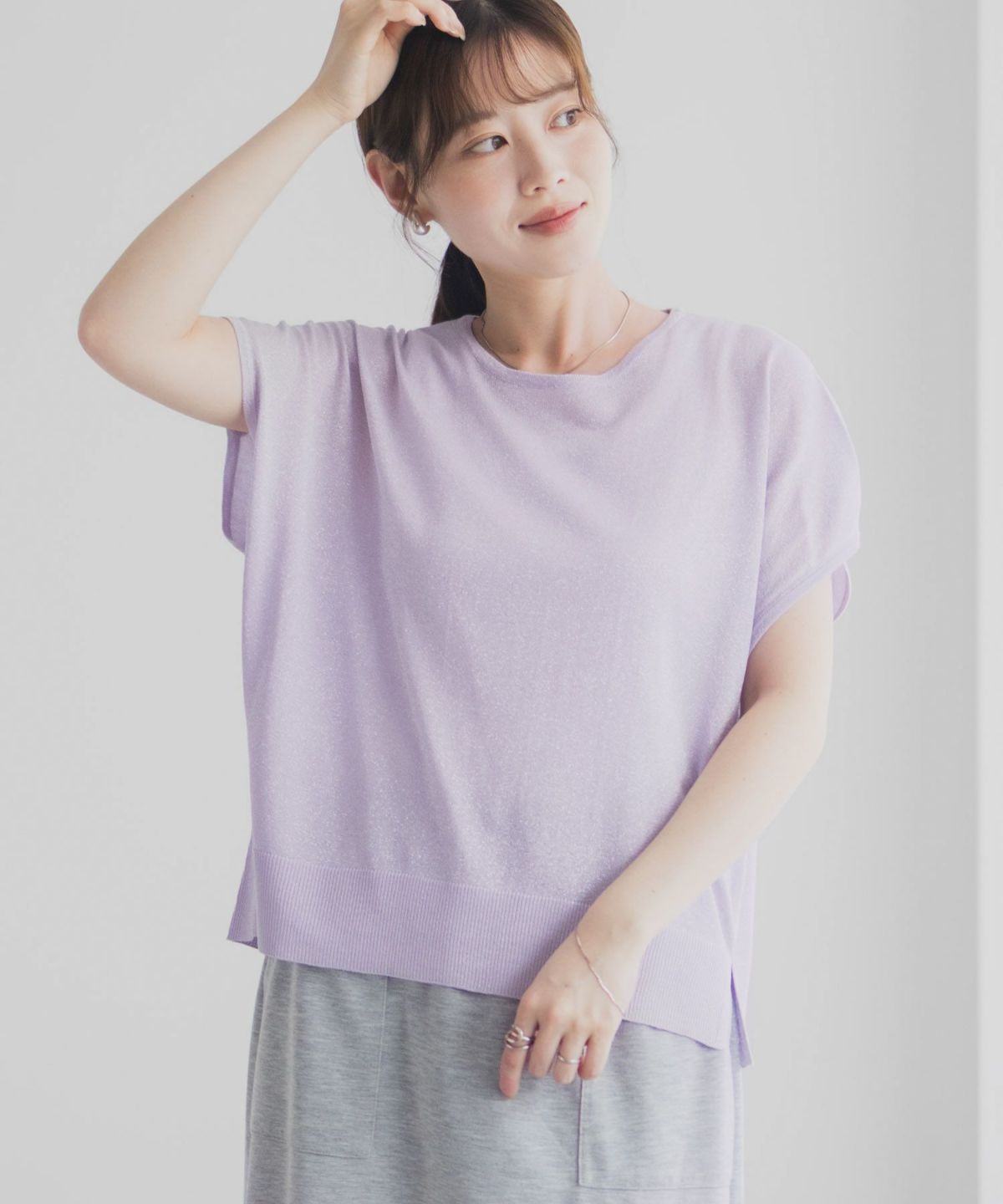 Idnes ラメフレンチプルオーバー レディース