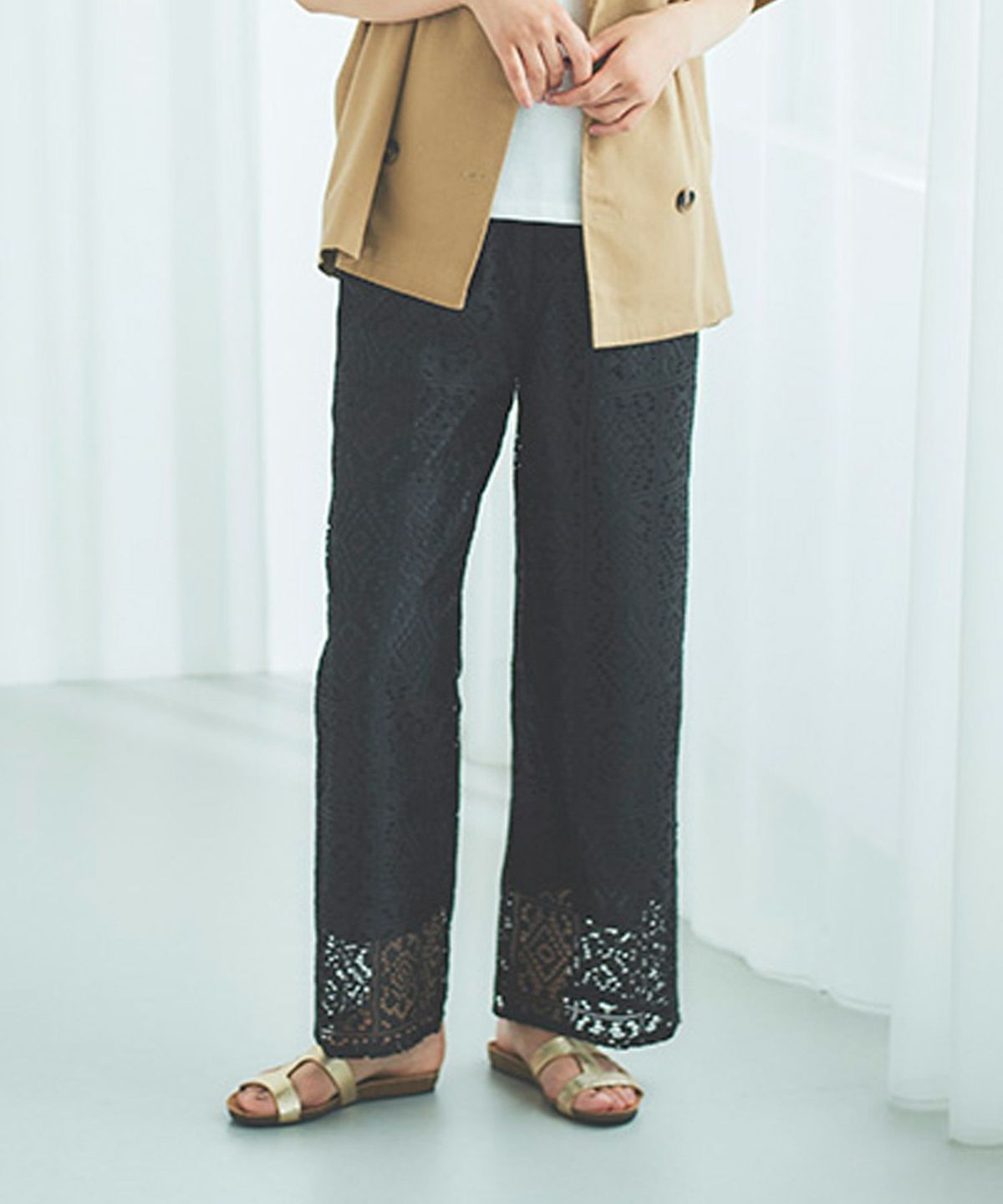 Idnes クロシェライクレースイージーパンツ レディース