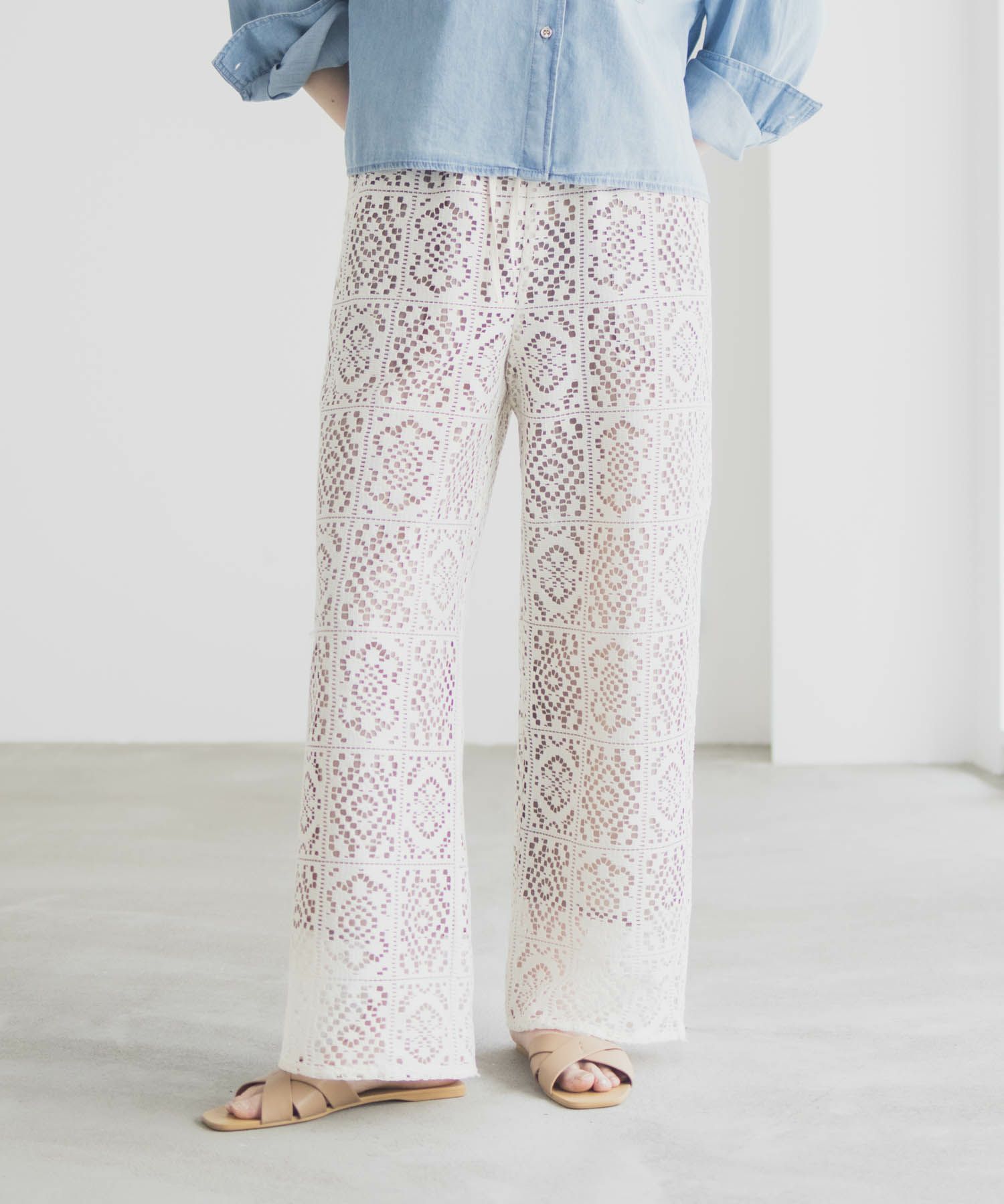 Idnes クロシェライクレースイージーパンツ レディース商品サムネイル-2